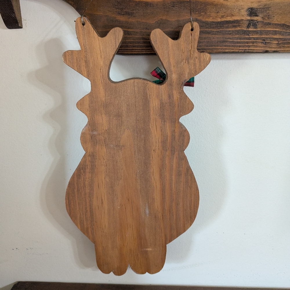 Festive Wooden Reindeer Happy Holidays Hanging Decor Vintage Rustic Christmas - Picture 4 of 7